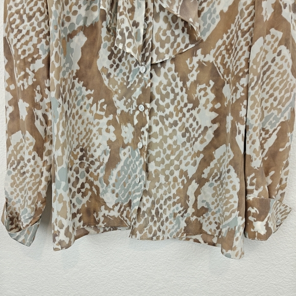 Escada Blouse Size Small Neiman Marcus 100% Silk Ruffle Career Work Art To Wear - Picture 2 of 13